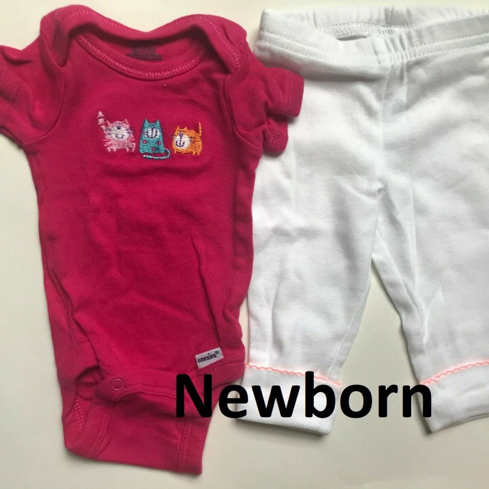 Baby Girl's Size NB Newborn Two Piece Pink Gerber - Picture 1 of 6